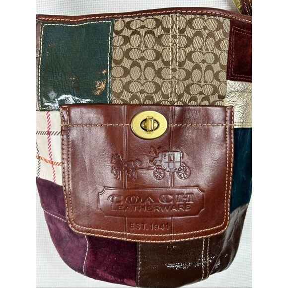 Vtg Coach Bleeker patchwork leather hobo bag 11356 suede signature logo Y2K - Picture 4 of 16